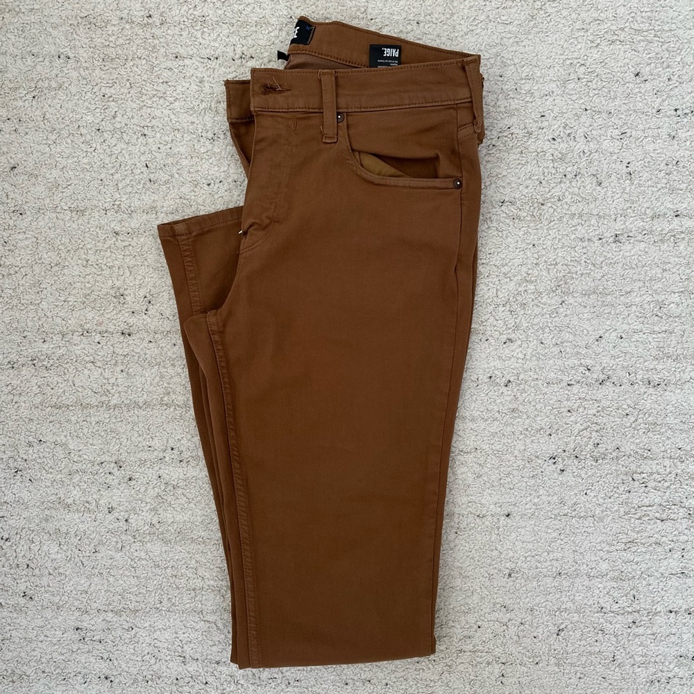 PAIGE men’s federal slim straight denim in cinnamon cocoa, Size 31.